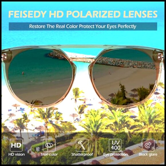Women\'s Polarized Cat Eye Aviator Sunglasses - Oversized Vintage Frame main image 7